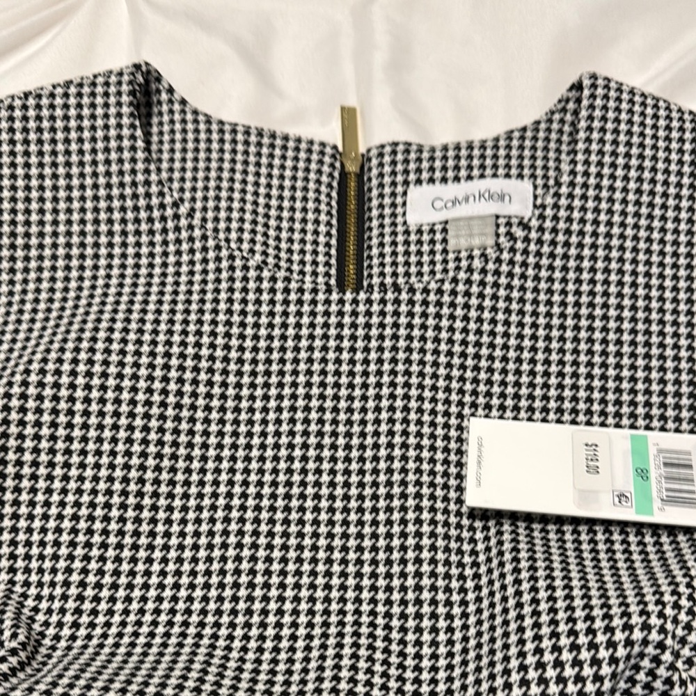 NWT Calvin Klein Black and White Houndstooth Dress 0072